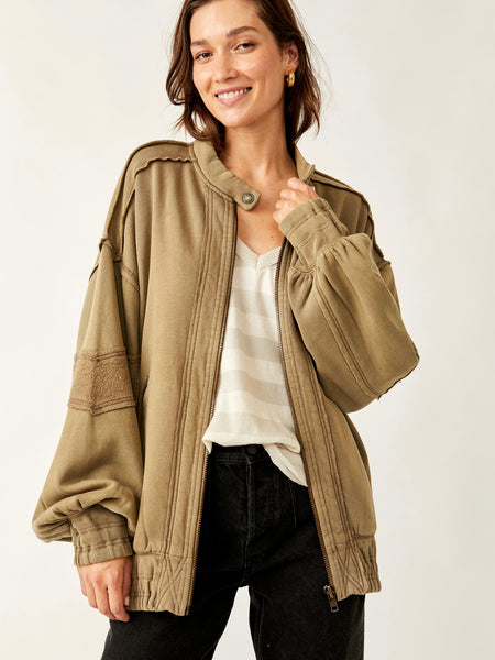 Lou Moto Zip in Olive Stone