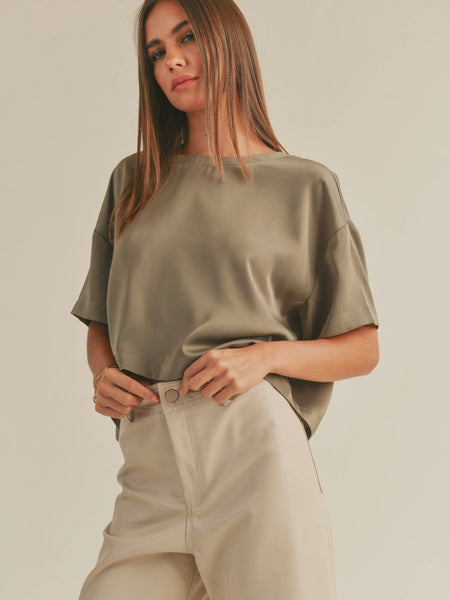 Back To Business Top in Olive