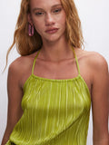 Always Fits Plisse Halter Tank in Chartreuse