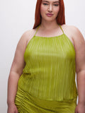 Always Fits Plisse Halter Tank in Chartreuse