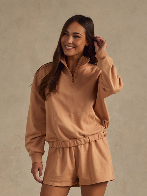 Quarter Zip Pullover in Melon