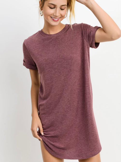 It's Too Easy Terry Dress in Burgundy