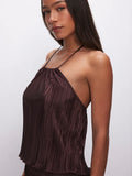 Always Fits Plisse Halter Tank in Cocoa