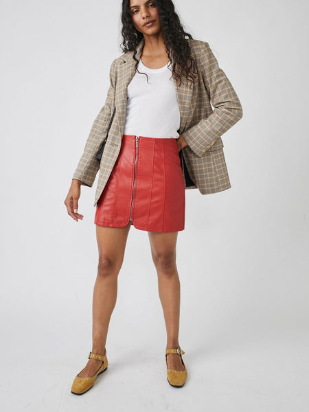 Layla Vegan Mini Skirt in Spiced Brandy