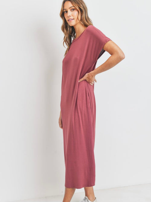 All Day Midi Dress in Red Brown