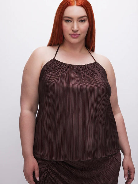 Always Fits Plisse Halter Tank in Cocoa