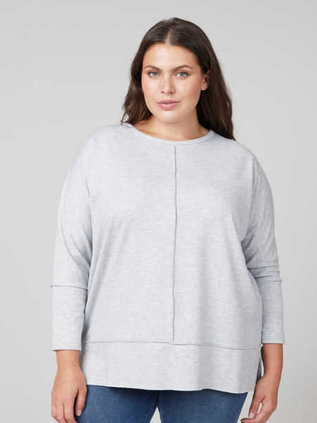 Perfect Length Top Dolman 3/4 in Soft Grey Heather