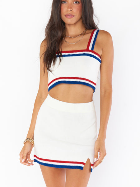 Below Deck Mini Skirt in USA Stripe