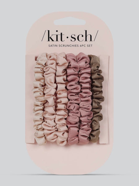 Ultra Petite Satin Scrunchies 6pc in Terracotta