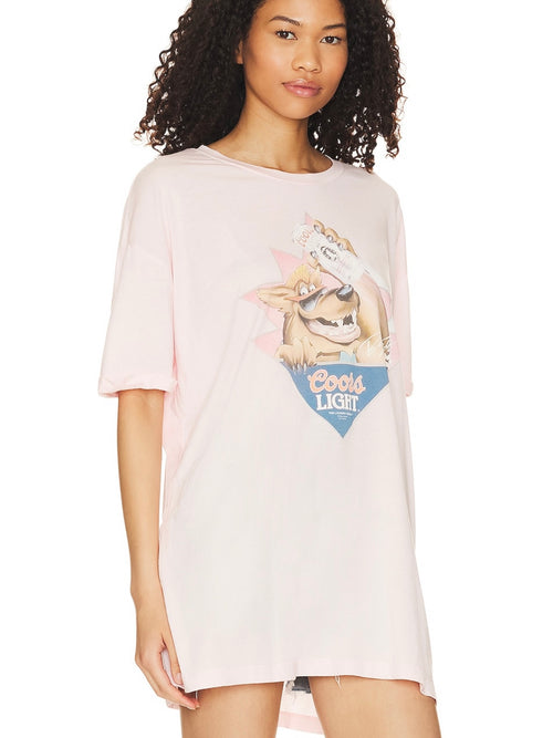 Beer Wolf Time Oversize Tee in Blush