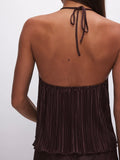Always Fits Plisse Halter Tank in Cocoa