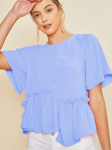 For The Frill Of It Top in Ultramarine