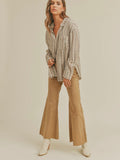 Here and There Striped Top in Taupe