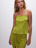 Always Fits Plisse Halter Tank in Chartreuse