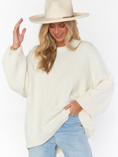 Crosby Sweater in White Textured Knit