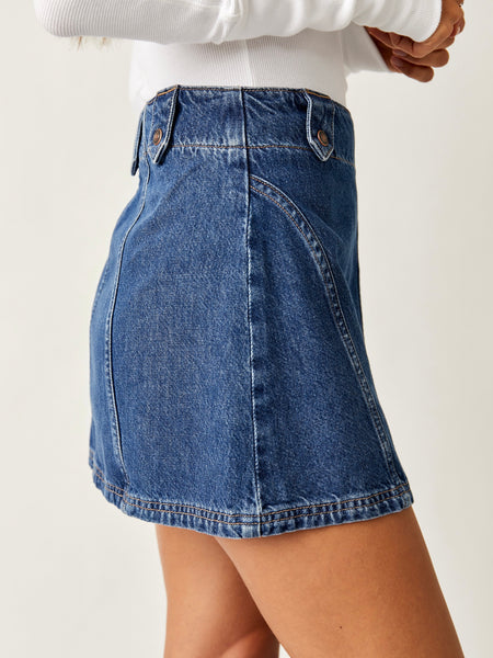 Runaway Denim Skirt in Lake Life