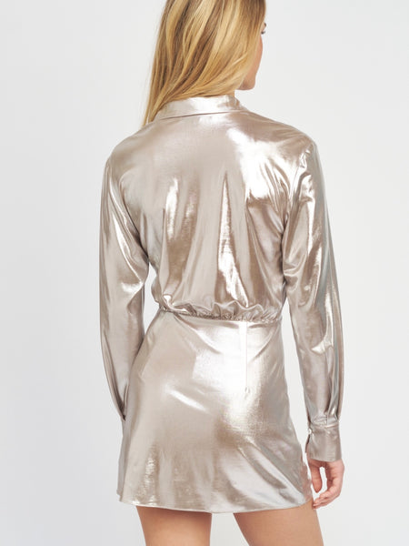 Beauden Shirt Dress in Silver