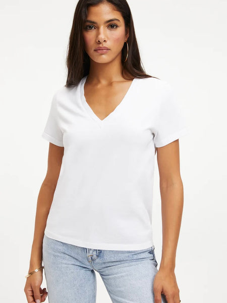 Cotton Classic V-Neck Tee in White