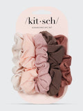 Assorted Textured Scrunchies 5pc Set in Terracotta