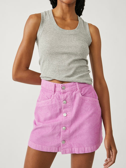 Ray Cord Mini Skirt in Pink Frosting