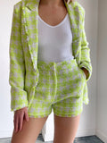 Lia Short in Lime Houndstooth