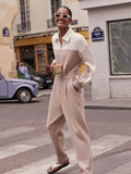 Isy Zip Front Jumpsuit in Light Taupe Mix