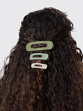 Recycled Plastic Matte Flay Lay Clap Clip 3pc in Eucalyptus