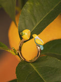 Blue Budgerigar & Lemon Face to Face Ring