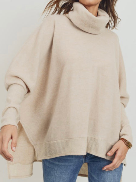 Cherish The Girl Cowl Sweater in Oatmeal