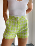 Lia Short in Lime Houndstooth