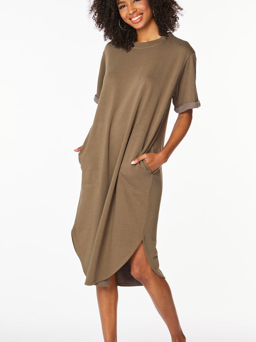Midi Roll Dress in Earth