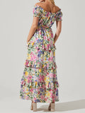 Viona Floral Off Shoulder Tiered Midi Dress