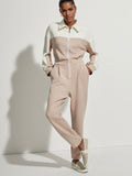 Isy Zip Front Jumpsuit in Light Taupe Mix