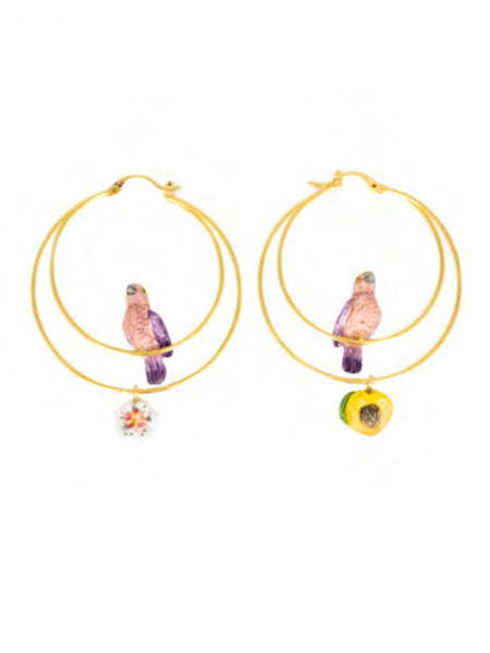 Purple Parrot Multi Hoop Earrings