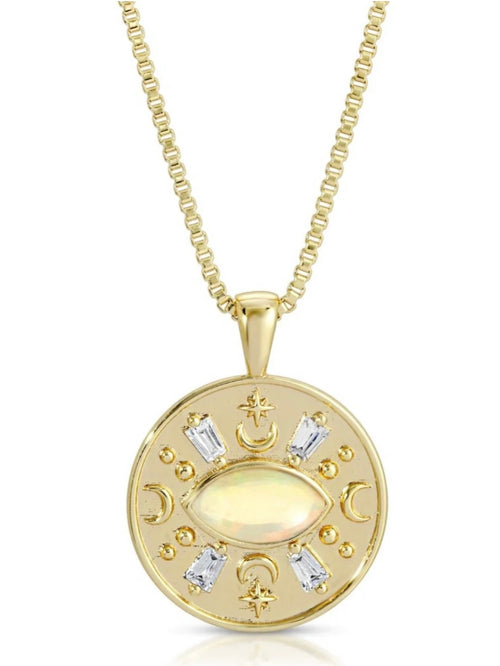 Athena Coin Pendant Necklace in Opal