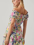 Viona Floral Off Shoulder Tiered Midi Dress