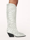 Zachariah Studded  Western Boots in White