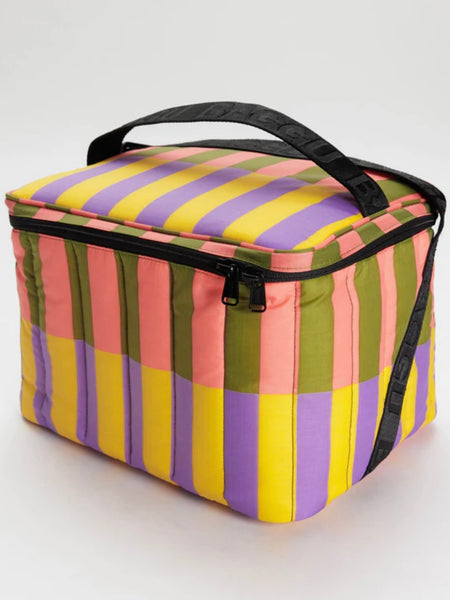 Puffy Cooler Bag in Sunset Quilt Stripe