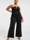 Strapless Shiny Scuba Jumpsuit