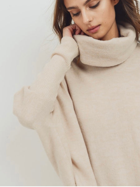 Cherish The Girl Cowl Sweater in Oatmeal