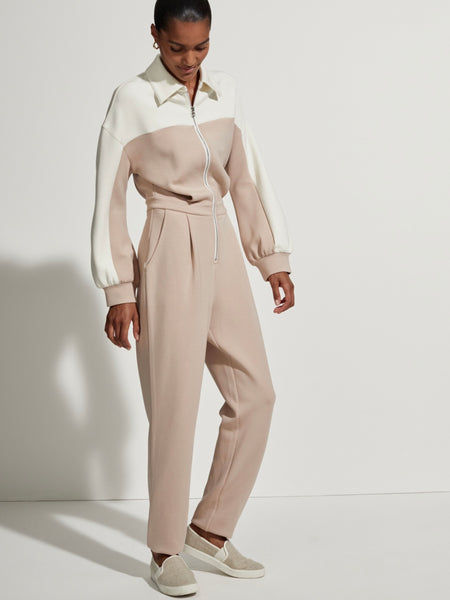 Isy Zip Front Jumpsuit in Light Taupe Mix