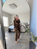 Satin Trouser in Light Mocha