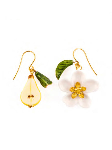 Pear & Flower Earrings